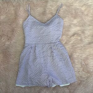 Sky and Sparrow Lavender Gingham Spaghetti Strap Romper